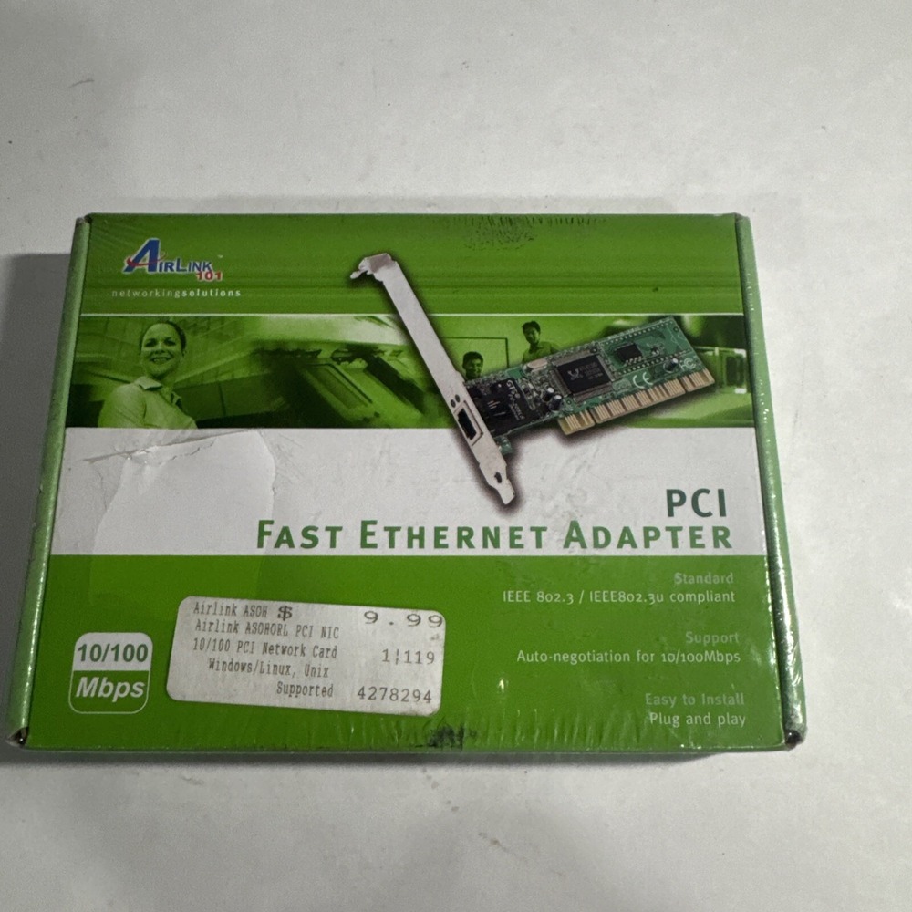 Vintage AirLink 101 PCI Fast Ethernet Adapter New Sealed 10/100 Mbps - New